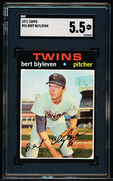 1971 Topps Baseball- #26 Bert Blyleven, Twins- SGC 5.5(Ex+)