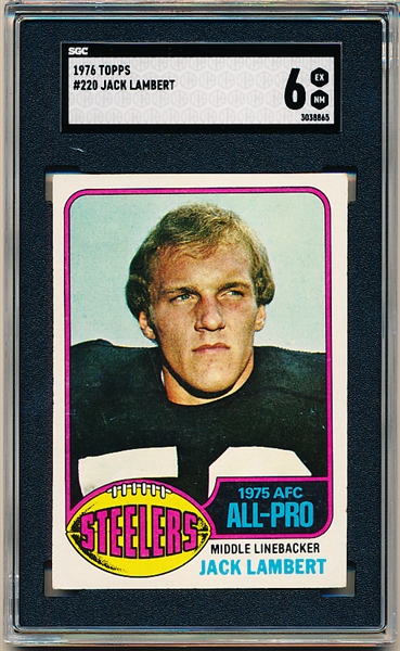 1976 Topps Football- #220 Jack Lambert RC- SGC 6 (Ex-NM)