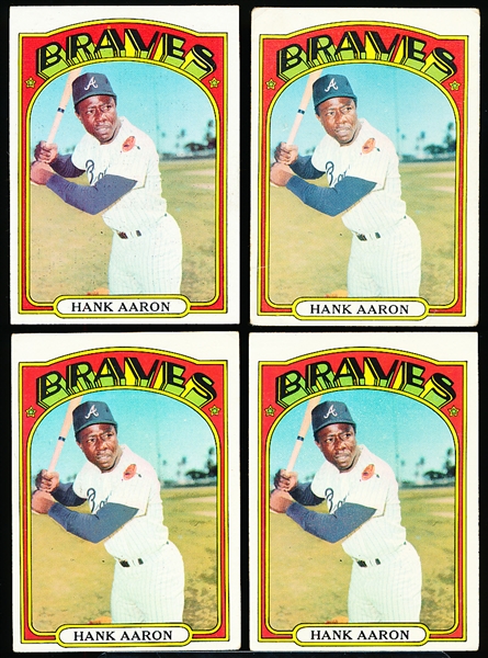 1972 T Bb- #299 Hank Aaron- 4 Cards