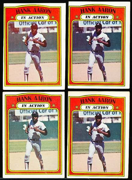 1972 T Bb- #300 Hank Aaron IA- 4 Cards