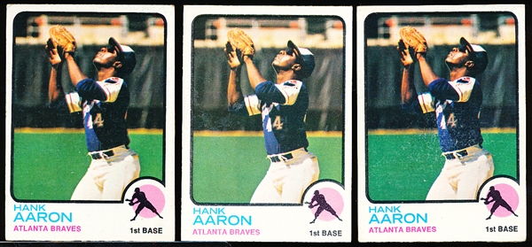 1973 Topps Bb- #100 Hank Aaron, Braves- 6 Cards