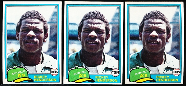 1981 Topps Bsbl. #261 Rickey Henderson- 5 Cards