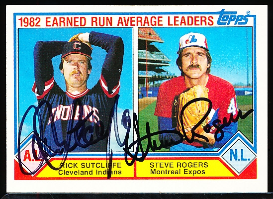 Autographed 1983 Topps #707 1982 ERA Ldrs.- Signed by Both Steve Rogers and Rick Sutcliffe