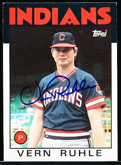 Autographed 1986 Topps Bsbl. #768 Vern Ruhle, Indians