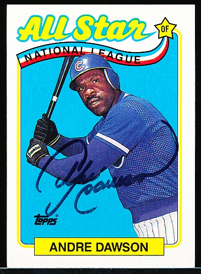 Autographed 1989 Topps Bsbl. #391 Andre Dawson AS, Cubs