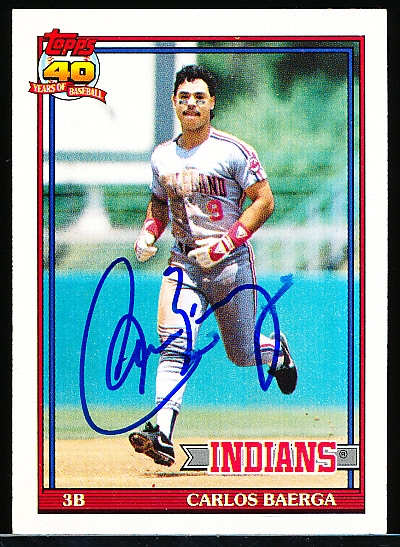 Autographed 1991 Topps Bsbl. #147 Carlos Baerga, Indians