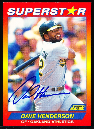 Autographed 1992 Score Superstar Bsbl. #92 Dave Henderson, A’s