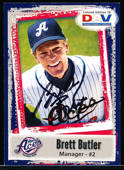 Autographed 2011 DAV Reno Aces MiLB #2 Brett Butler, Mgr.