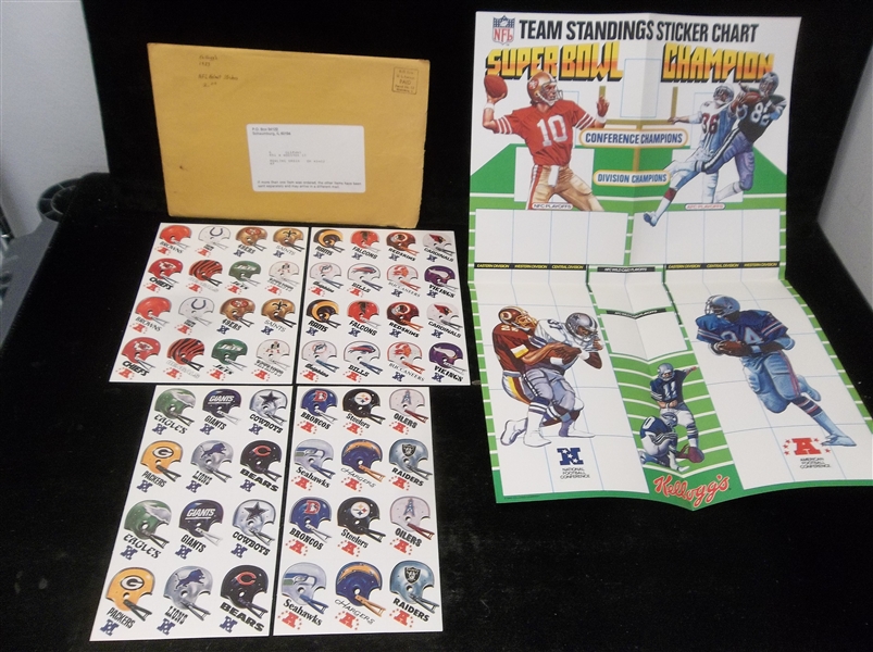 1983 Kellogg’s Helmet Sticker Complete Set with Display Poster in Original Envelope