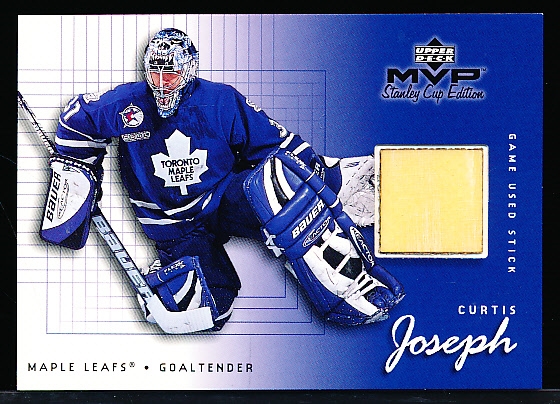 1999-00 Upper Deck MVP Stanley Cup Edition Hockey “Game-Used Stick” #GU-CJ Curtis Joseph, Maple Leafs