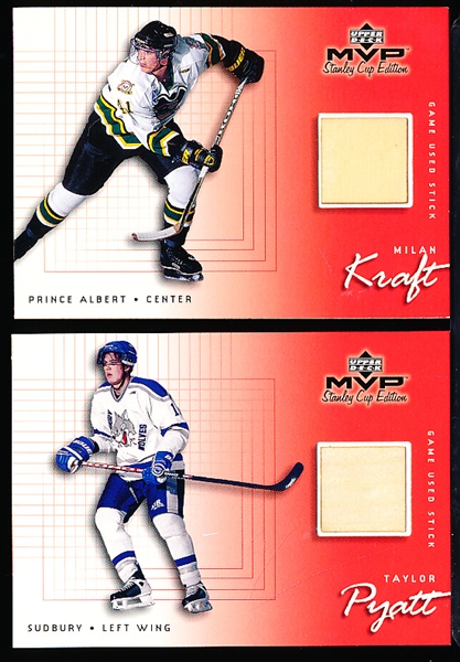 1999-00 Upper Deck MVP Stanley Cup Edition Hockey “Game-Used Stick”- 2 Diff. CHL Minors Players