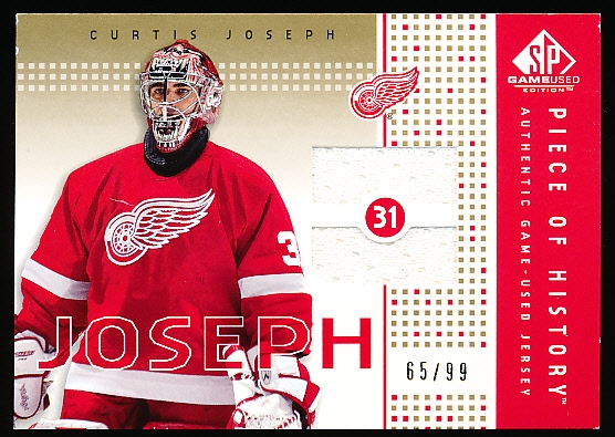 2002-03 SP Game Used Hockey- “Piece of History Gold”- #PH-CJ Curtis Joseph, Red Wings- #65/99