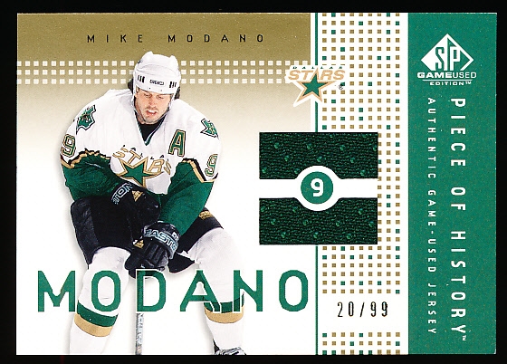 2002-03 SP Game Used Hockey- “Piece of History Gold”- #PH-MO Mike Modano, Stars- #20/99