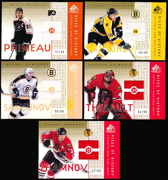 2002-03 SP Game Used Hockey- “Piece of History Gold”- 5 Diff.