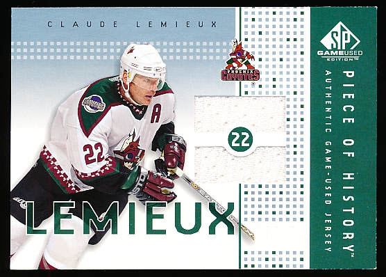 2002-03 SP Game Used Hockey- “Piece of History Rainbow”- #PH-CL Claude Lemieux, Coyotes- #08/10