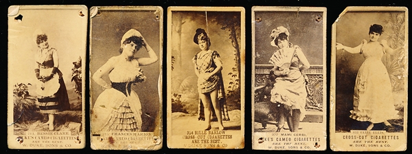 Late 1800’s W. Duke, Sons, & Co. “Duke’s Cameo Cigarettes Are the Best” & “Cross-Cut Cigarettes are the Best” Stage Actress (N145-5) Cards- 5 Diff.