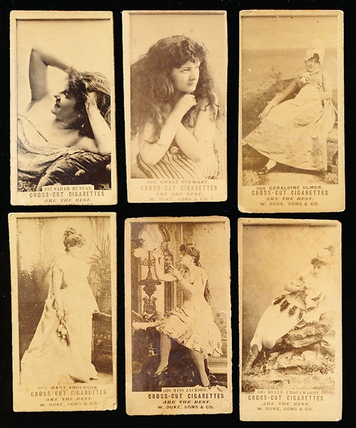 Late 1800’s W. Duke, Sons, & Co. “Cross-Cut Cigarettes Are the Best” Stage Actress (N145-5) Cards- 6 Diff.