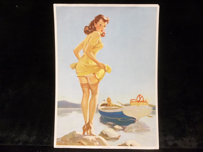 1940’s Mutoscope Elvgrene Follies Girls “Slip Off Shore” 12” x 16-1/2” Poster