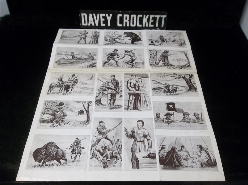 1950’s Exhibit Supply Co. 18-1/4” x 20-1/2” “Davy Crockett” Vending Machine Display of Complete Set of 16