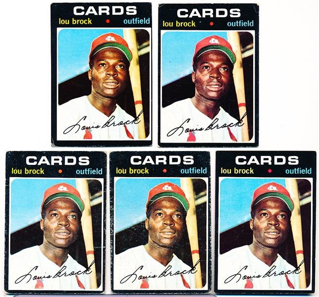 1971 Topps Bb- #625 Lou Brock, Cards- 5 Cards