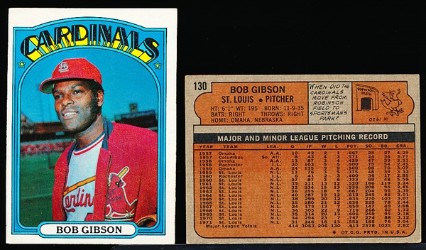 1972 Topps Bb- #130 Bob Gibson, Cardinals- 22 Card