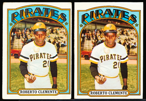 1972 Topps Bb- #309 Roberto Clemente, Pirates- 2 Cards