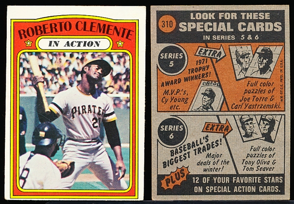 1972 Topps Bb- #310 Clemente IA- 7 Cards