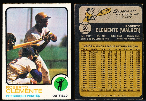 1973 Topps Bb - #50 Clemente, Pirates- 6 Cards