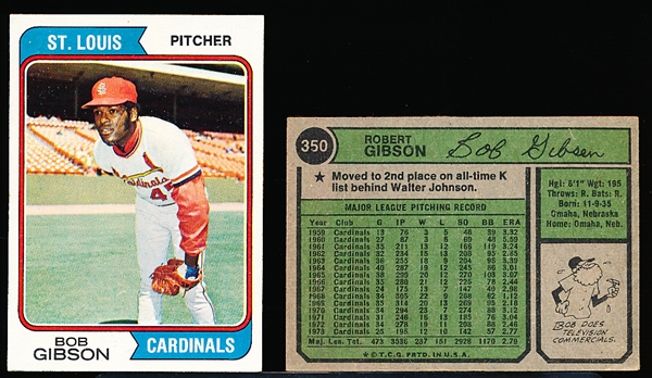 1974 Topps Bb- #350 Gibson, Cards- 20 Cards