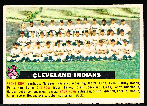 1956 Topps Bb- #85 Cleveland Indians Team- Name Centered- Gray Back