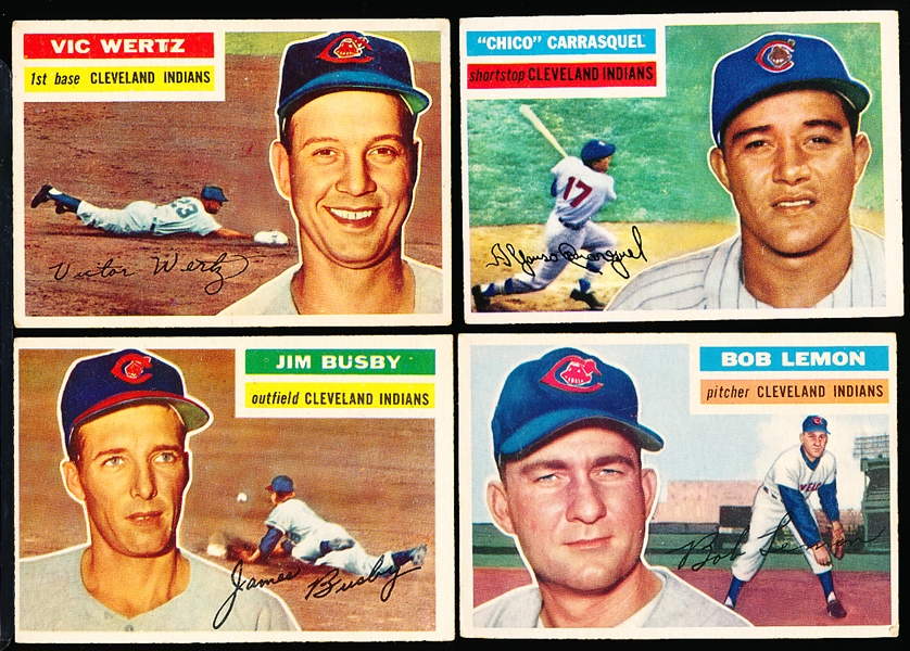 1956 Topps Bb- 4 Diff Indians- Gray Backs