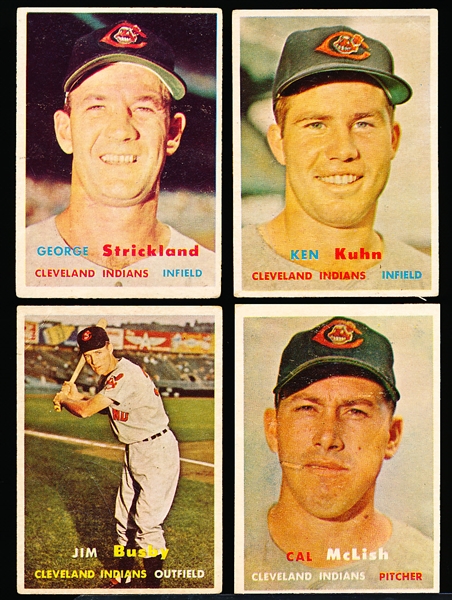 1957 Topps Bb- 4 Diff Cleve Indians