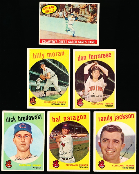 1959 Topps Bb- 6 Diff Cleve Indians