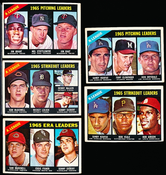 1966 Topps Baseball- 5 Diff Leaders