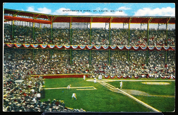 E.C. Kropp/ St. Louis Greeting Card Co. “98, 4369- Sportsmen’s Park, St. Louis, MO.” Linen Postcard