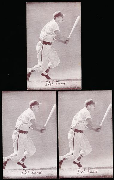 1947-66 Baseball Exhibit- Del Ennis- 3 Cards