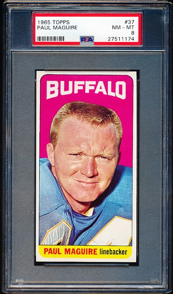 1965 Topps Football- #37 Paul Maguire, Buffalo- PSA NM-Mt 8