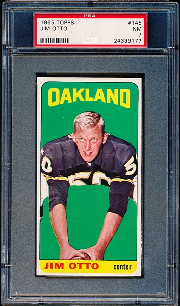 1965 Topps Football- #145 Jim Otto, Oakland Raiders- PSA NM 7