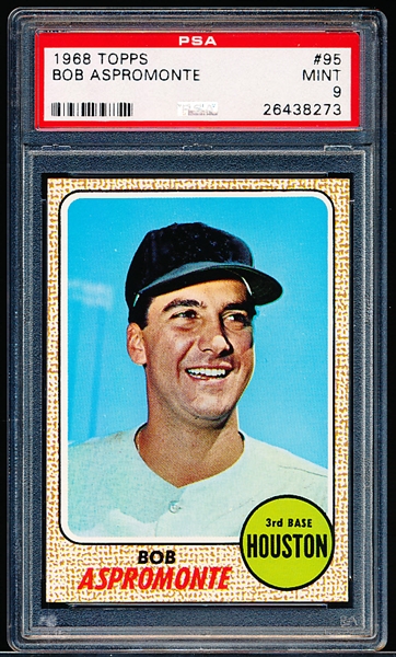 1968 Topps Baseball- #95 Bob Aspromonte, Houston- PSA Mint 9