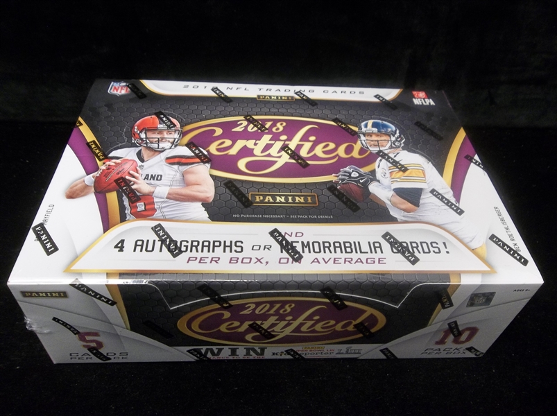 2018 Panini Certified Football- One Unopened Hobby Wax Box