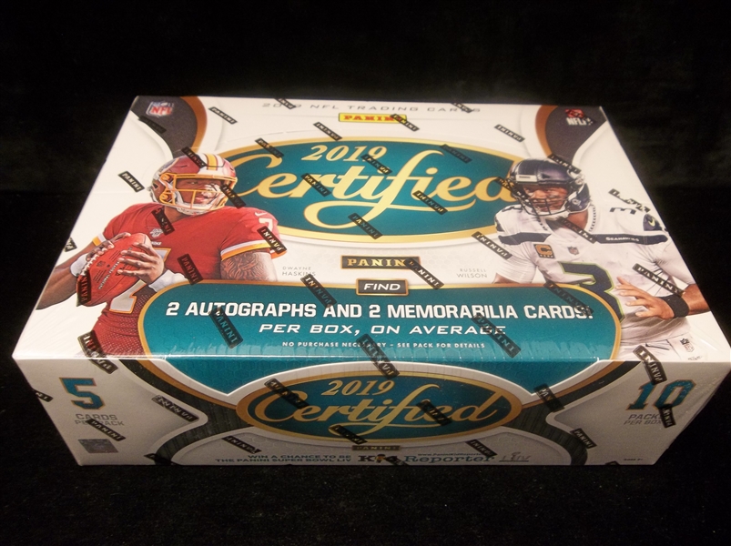 2019 Panini Certified Football- One Unopened Hobby Wax Box