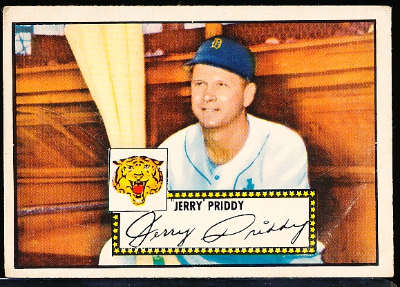 1952 Topps Baseball- #28 Jerry Priddy, Tigers- Red Back