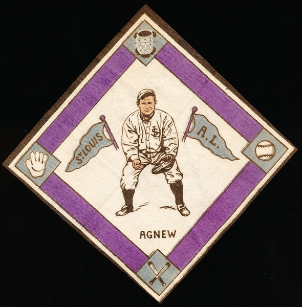 1914 B18 Baseball Blanket- Agnew, St. Louis A.L.- Purple Base Paths Version