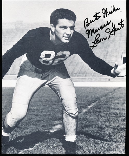 Autographed Leon Hart Notre Dame NCAA Ftbl. B/W Thin Paper 8” x 10” Photo