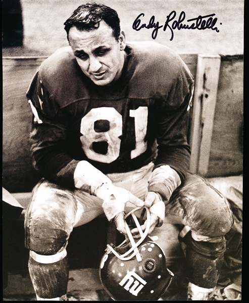 Autographed Andy Robustelli New York Giants NFL B/W Thin Paper 8” x 10” Photo