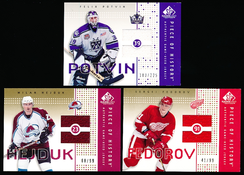 Lot Detail 2002 03 SP Game Used Hockey A Piece Of History 3 Diff