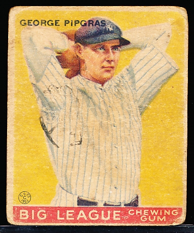1933 Goudey Baseball- #12 George Pipgras, New York Yankees