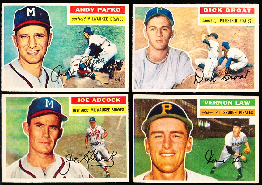 1956 Topps Baseball- 4 Diff- Gray Backs