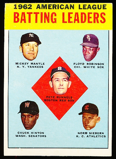 1963 Topps Baseball- #2 AL Batting Leaders- Mantle!