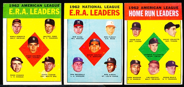 1963 Topps Baseball- 3 Diff Leaders